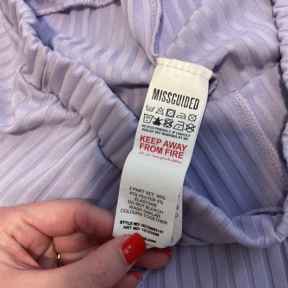 Lavender Missguided Set- bike short and oversized tee - Picture 3 of 4